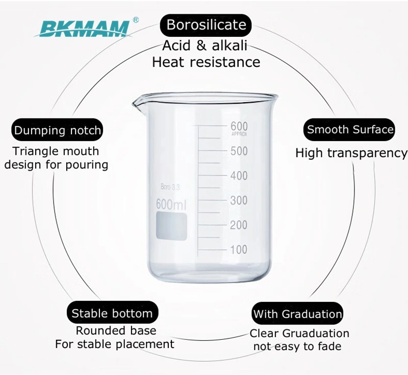 High Temperature Resist Graduated Glass Beaker 50 Ml 100 Ml 250 Ml 400 Ml